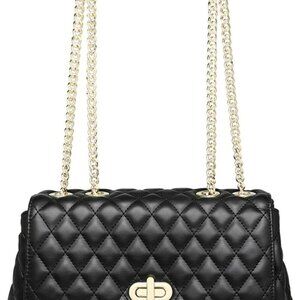 Quilted Crossbody Bags for Women, Trendy Roomy Shoulder Handbags with Flap Gold